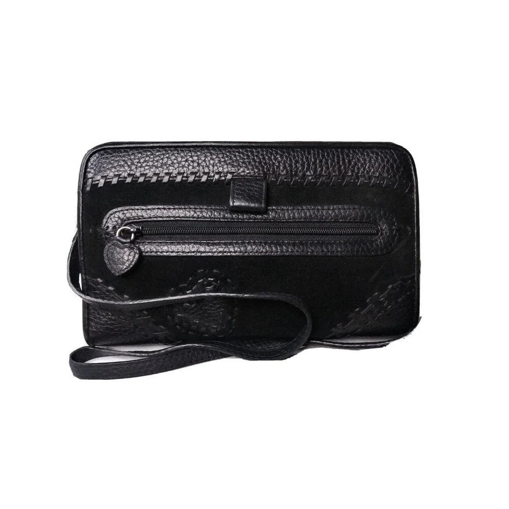 Brighton Clutch Purse Small Shoulder Bag Mini Leather Suede Black